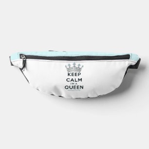 SlipperyJoe's keep calm queen polished silver crow Bum Bags