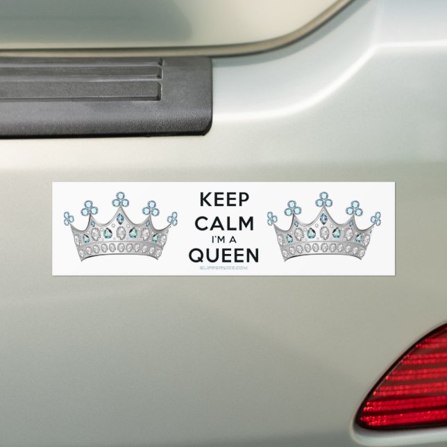 SlipperyJoe's keep calm queen polished silver crow Bumper Sticker (On Car)