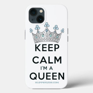 SlipperyJoe's keep calm queen polished silver crow iPhone 13 Case