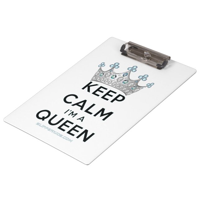 SlipperyJoe's keep calm queen polished silver crow Clipboard (Angled)