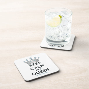 SlipperyJoe's keep calm queen polished silver crow Coaster