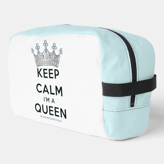 SlipperyJoe's keep calm queen polished silver crow Dopp Kit (Left Corner)
