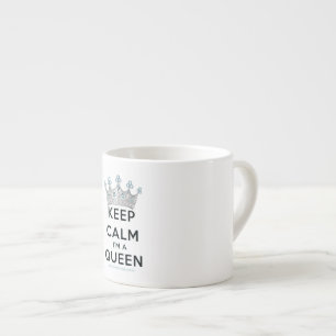 SlipperyJoe's keep calm queen polished silver crow Espresso Cup