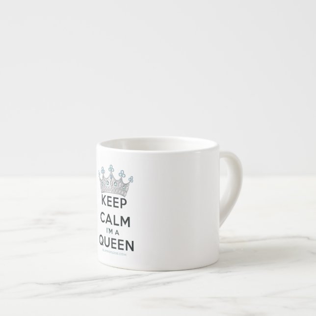 SlipperyJoe's keep calm queen polished silver crow Espresso Cup (Front Right)