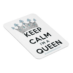 SlipperyJoe's keep calm queen polished silver crow Magnet