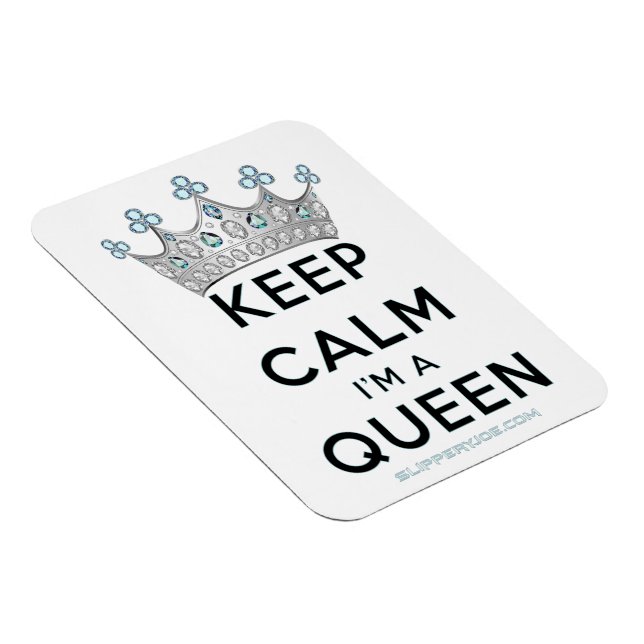 SlipperyJoe's keep calm queen polished silver crow Magnet (Right Side)