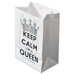 SlipperyJoe's keep calm queen polished silver crow Medium Gift Bag