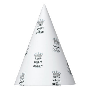 SlipperyJoe's keep calm queen polished silver crow Party Hat