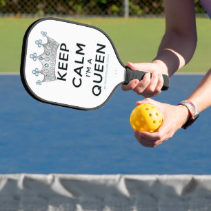 SlipperyJoe's keep calm queen polished silver crow Pickleball Paddle