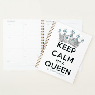 SlipperyJoe's keep calm queen polished silver crow Planner