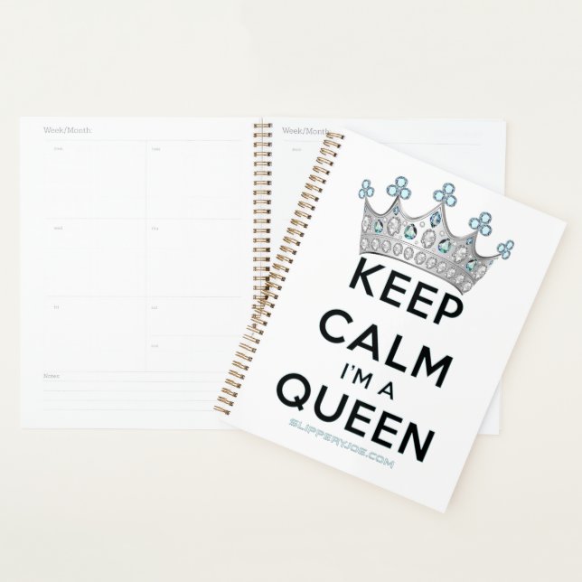 SlipperyJoe's keep calm queen polished silver crow Planner (Display)
