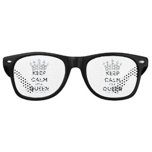 SlipperyJoe's keep calm queen polished silver crow Retro Sunglasses
