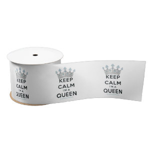 SlipperyJoe's keep calm queen polished silver crow Satin Ribbon