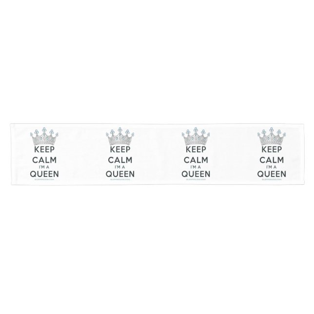 SlipperyJoe's keep calm queen polished silver crow Short Table Runner (Horizontal)