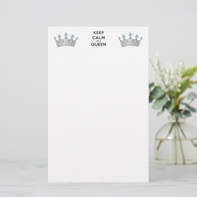 SlipperyJoe's keep calm queen polished silver crow Stationery (Standing Front)