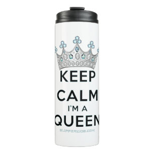 SlipperyJoe's keep calm queen polished silver crow Thermal Tumbler