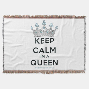 SlipperyJoe's keep calm queen polished silver crow Throw Blanket