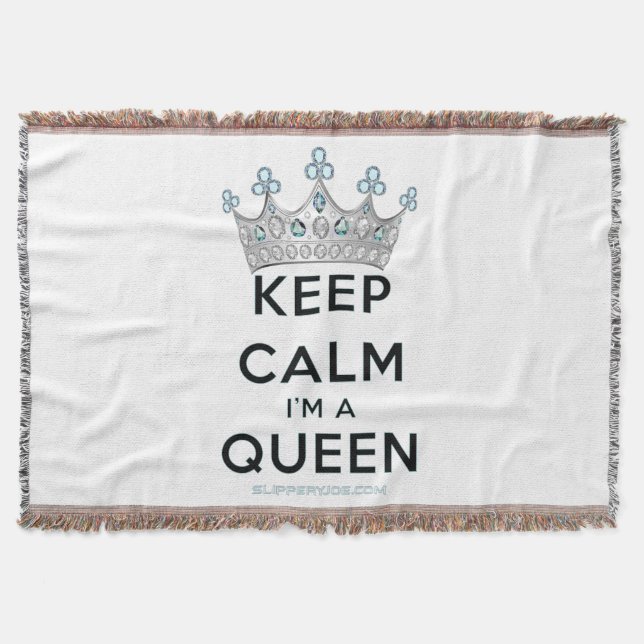 SlipperyJoe's keep calm queen polished silver crow Throw Blanket (Front)