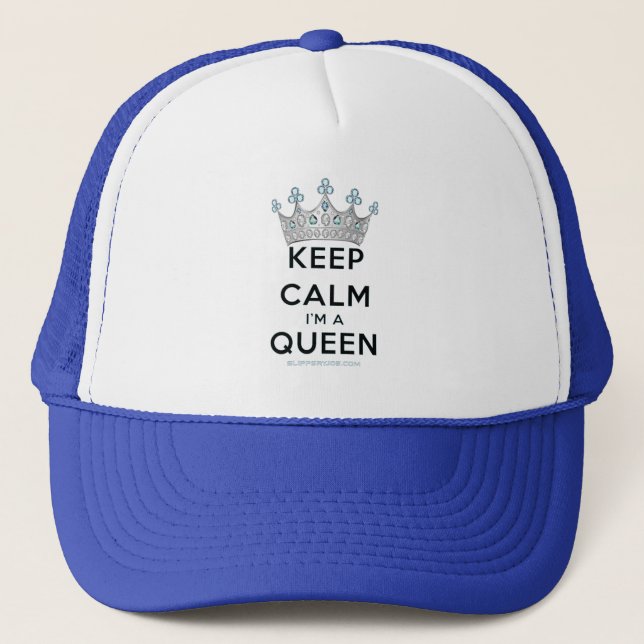SlipperyJoe's keep calm queen polished silver crow Trucker Hat (Front)