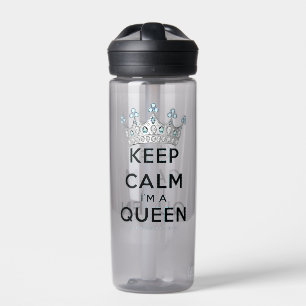 SlipperyJoe's keep calm queen polished silver crow Water Bottle