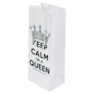 SlipperyJoe's keep calm queen polished silver crow Wine Gift Bag