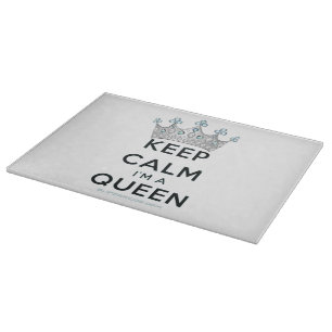 SlipperyJoe's Keep Calm Queen royal crown jewels a Cutting Board