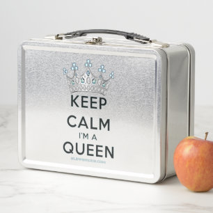 SlipperyJoe's Keep Calm Queen royal crown jewels a Metal Lunch Box