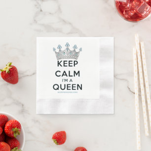 SlipperyJoe's Keep Calm Queen royal crown jewels a Napkin