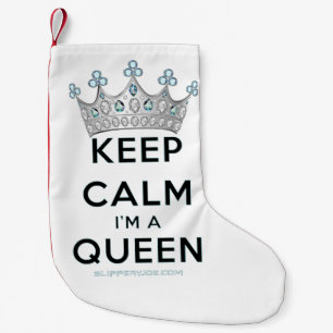 SlipperyJoe's Keep Calm Queen royal crown jewels a Small Christmas Stocking
