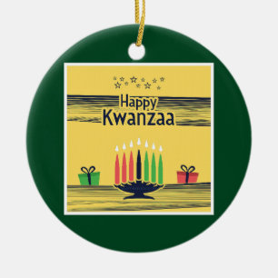 SlipperyJoe's Kwanzaa warm celebratory tone tradit Ceramic Ornament