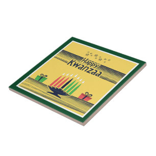 SlipperyJoe's Kwanzaa warm celebratory tone tradit Ceramic Tile