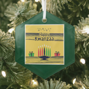 SlipperyJoe's Kwanzaa warm celebratory tone tradit Glass Tree Decoration