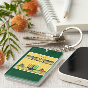 SlipperyJoe's Kwanzaa warm celebratory tone tradit Key Ring