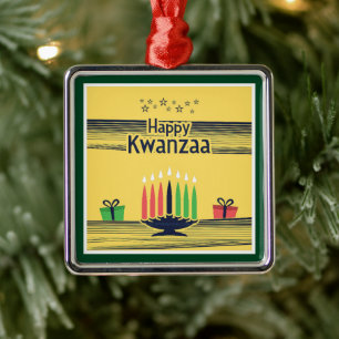 SlipperyJoe's Kwanzaa warm celebratory tone tradit Metal Ornament