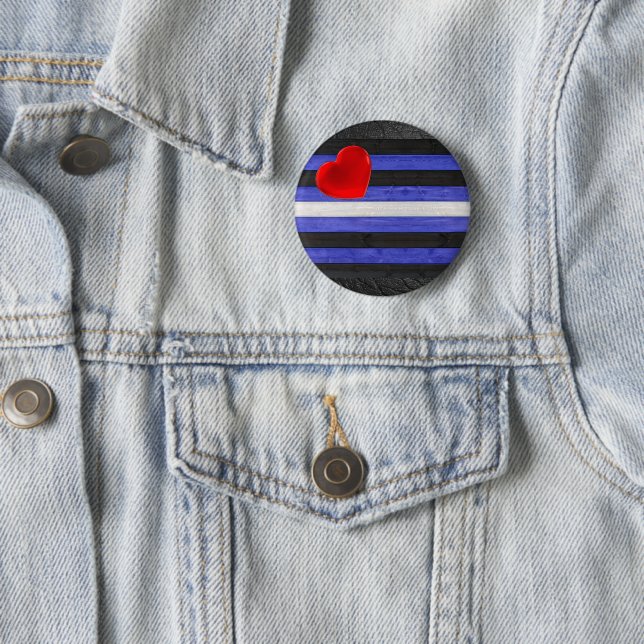 SlipperyJoe's leather pride flag black royal blue  6 Cm Round Badge (In Situ)