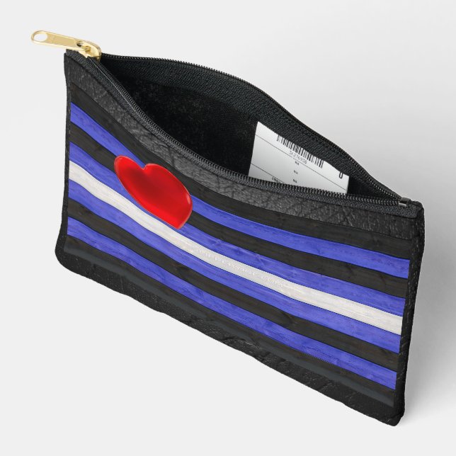 SlipperyJoe's leather pride flag black royal blue  Accessory Pouch (Open)