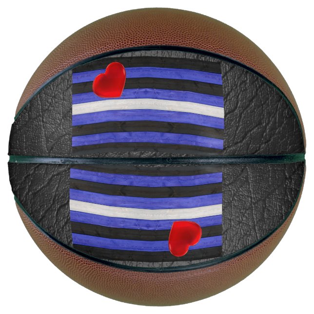 SlipperyJoe's leather pride flag black royal blue  Basketball (Front)