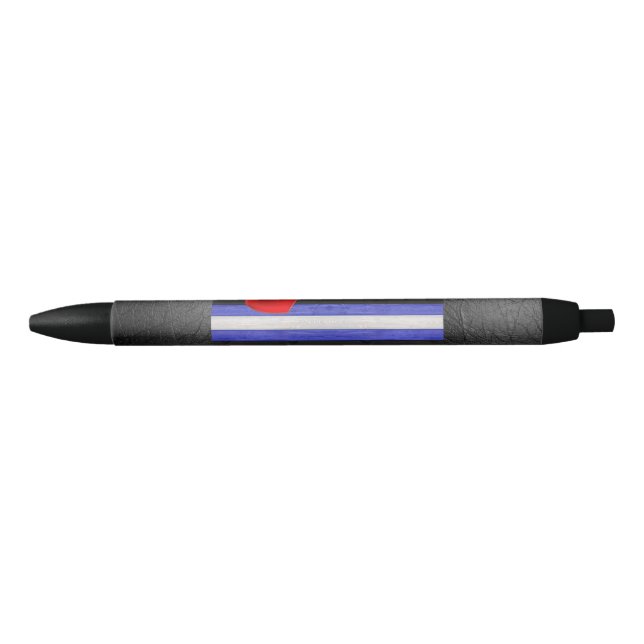 SlipperyJoe's leather pride flag black royal blue  Black Ink Pen (Front)
