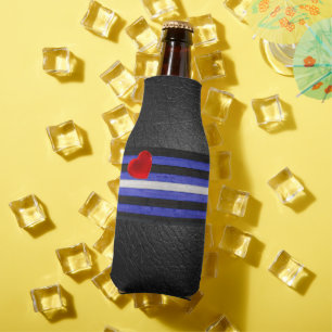 SlipperyJoe's leather pride flag black royal blue  Bottle Cooler