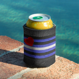 SlipperyJoe's leather pride flag black royal blue  Can Cooler