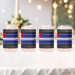 SlipperyJoe's leather pride flag black royal blue Can Glass