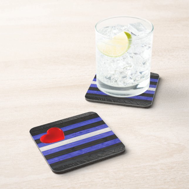 SlipperyJoe's leather pride flag black royal blue  Coaster (Right Side)