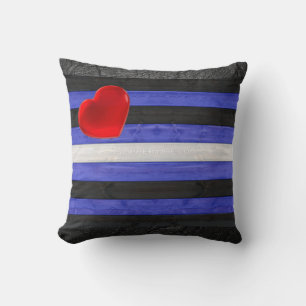 SlipperyJoe's leather pride flag black royal blue Cushion