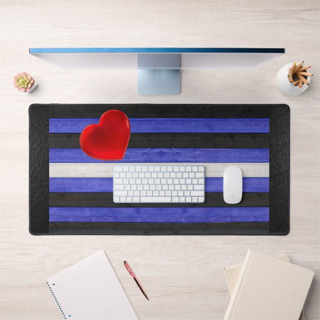 SlipperyJoe's leather pride flag black royal blue  Desk Mat (Office 1)
