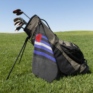 SlipperyJoe's leather pride flag black royal blue Golf Towel