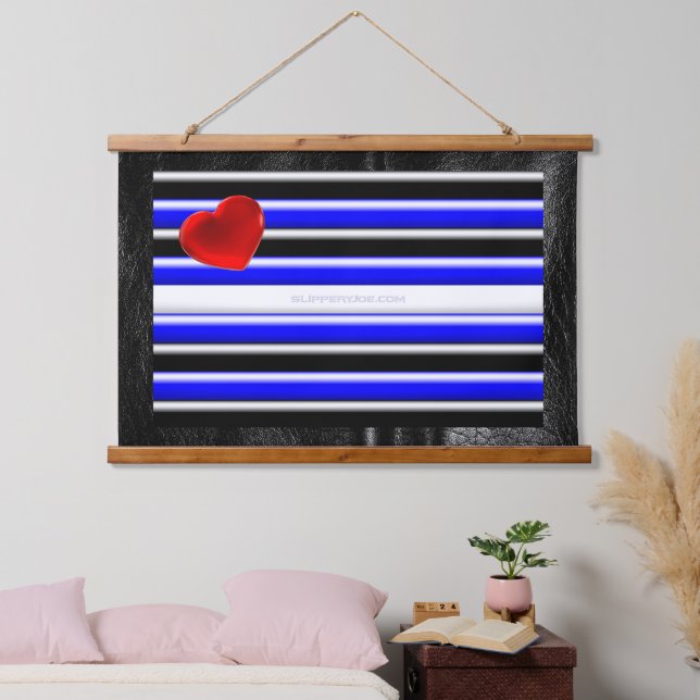 SlipperyJoe's leather pride flag black royal blue  Hanging Tapestry (Bedroom)