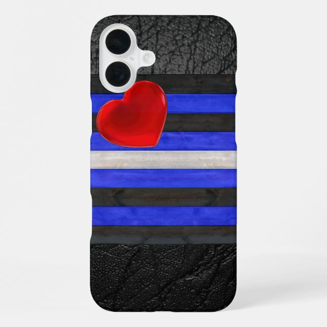 SlipperyJoe's leather pride flag black royal blue  iPhone Case (Back)