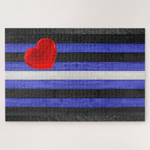 SlipperyJoe's leather pride flag black royal blue Jigsaw Puzzle
