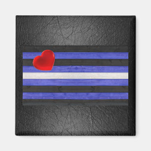 SlipperyJoe's leather pride flag black royal blue Magnet