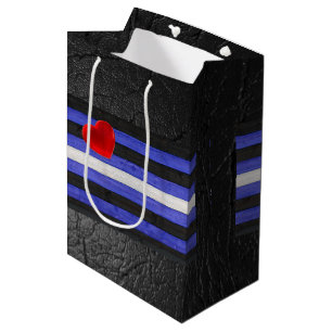 SlipperyJoe's leather pride flag black royal blue  Medium Gift Bag